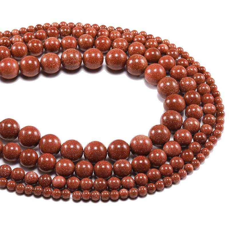 Natural Golden SandStone Beads Sand Stone Round Loose Beads For Jewelry Making DIY Needlework Bracelet Accessories 15