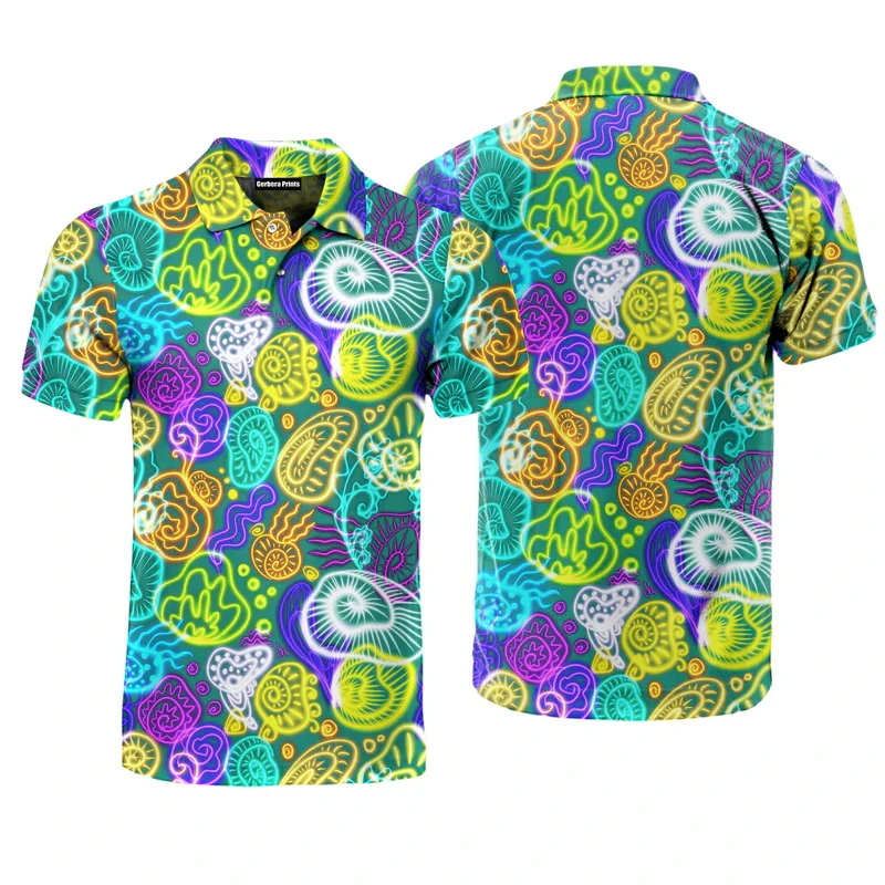 

Men's Colorful Polo Shirt Street Casual Short Sleeve Women Summer 3d Print Buttons Tops Personalized 3D Print Lapel Men Clothing