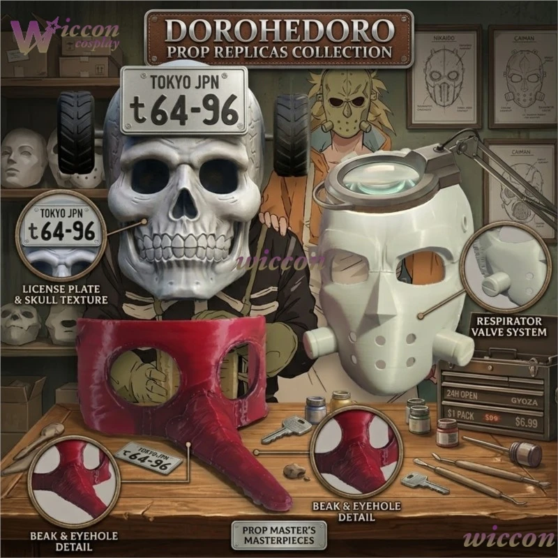 Máscara Dorohedoro FUJITA, Llavero Tradicional Japonés Tengu, Casco Ebisu, Máscara de Calavera para Cosplay, Accesorio de Disfraz para Adultos