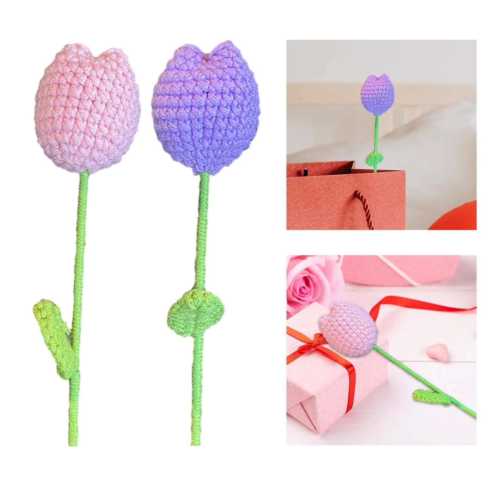 Crochet Flower Artificial Flower for Women Carefully Weave Finished Product Handmade Knitted Flower Birthday Gift Anniversary