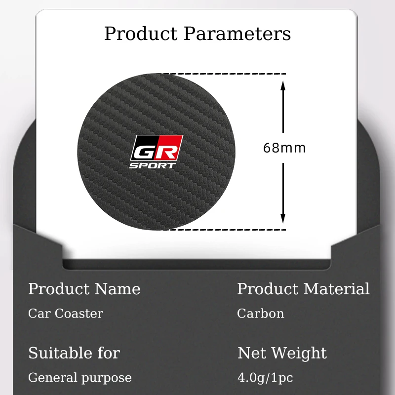 2Pcs Car Carbon Leather Water Cup Pad Anti-noise Coaster For Toyota GR Corolla Yaris Aygo Prius CHR Camry Auris Avensis Cruiser