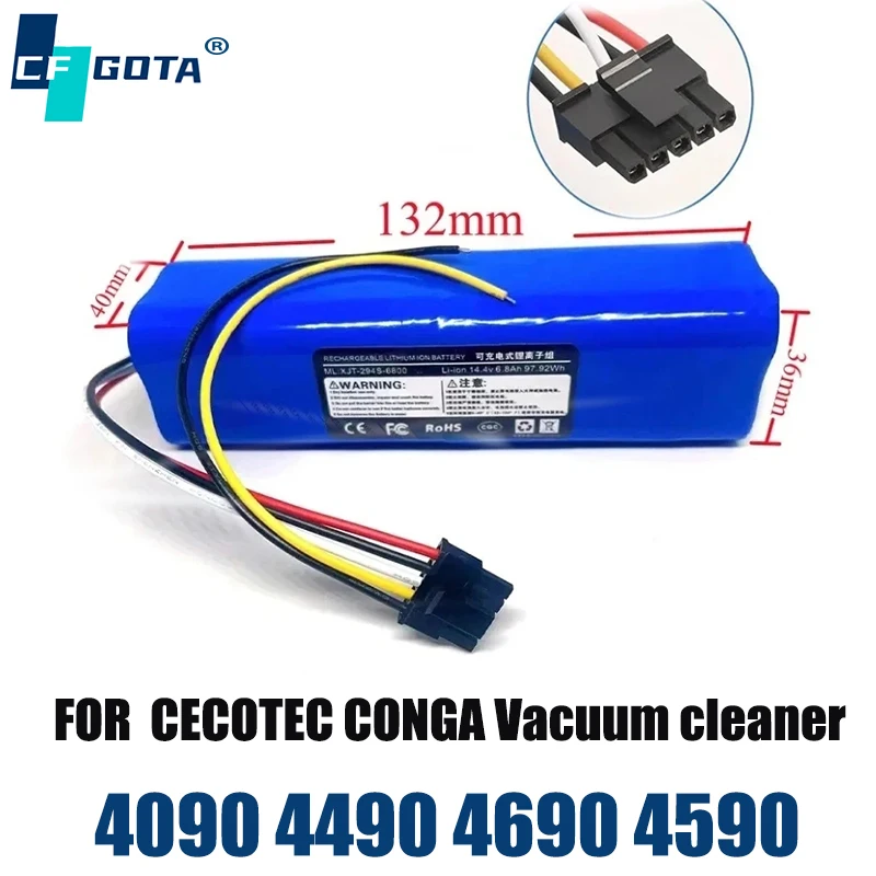 

New 14.4V 12800mAh Battery For Cecotec Conga 4090 4490 4590 4690 Robotic Vacuum Cleaner