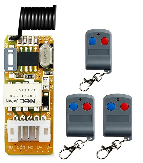 3.7V Tiny RF Remote Switch 433MHZ 4.2V 4.5V 5V 6V 7.4V 9V 12V Small Relay Contact Wireless Switches NO COM NC Mini RX TX