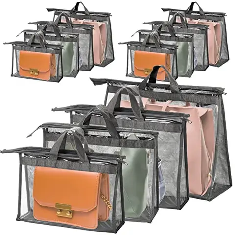Dust Bags for Handbags Clear Purse Storage Organizer Non-Woven Hanging Bag Closet with Zipper and Handle
