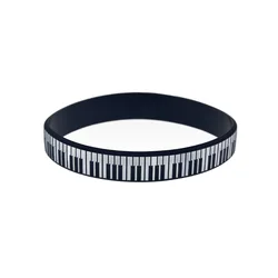 1 PC Piano Keys Silicone Bracelet 1/2 Inch Wide Debossed And Printed Logo