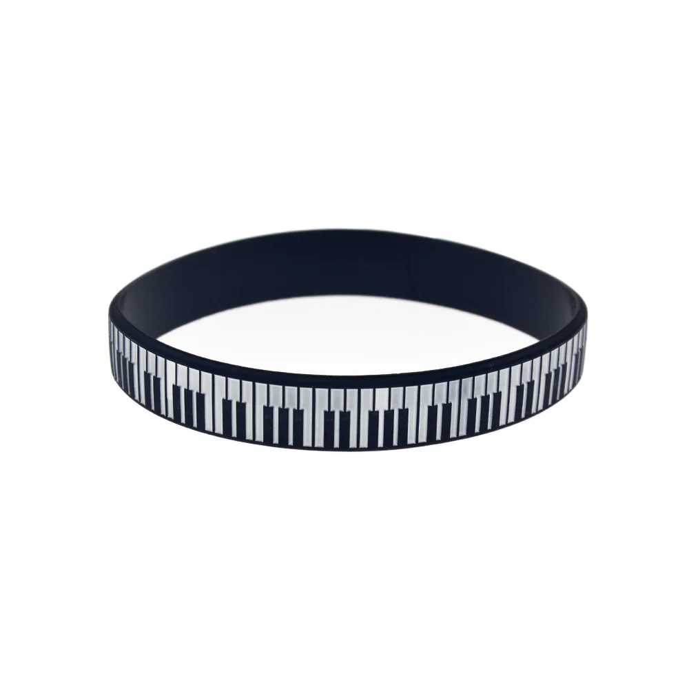 1 PC Piano Keys Silicone Bracelet 1/2 Inch Wide Debossed And Printed Logo