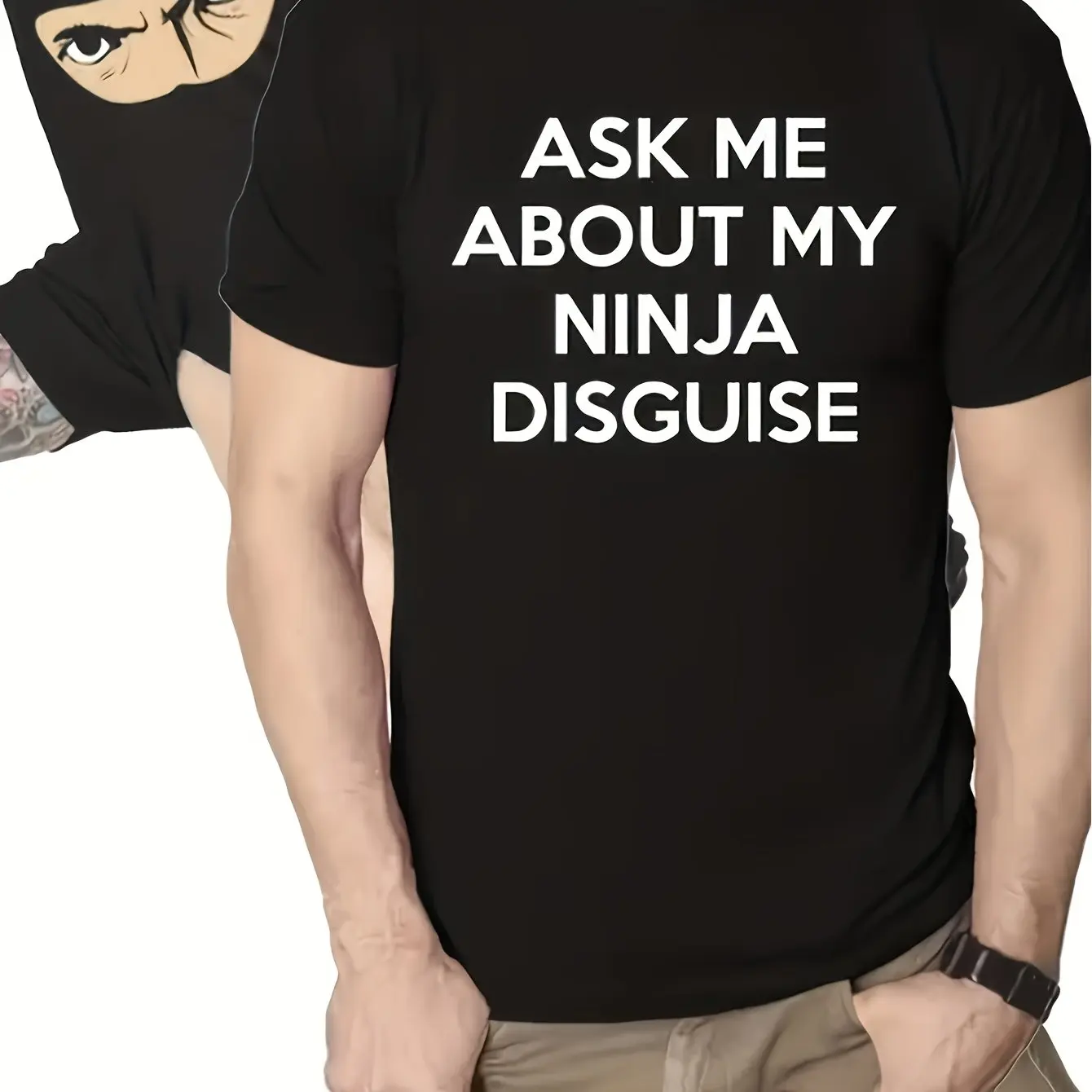 Men's Ninja Mask Pattern T-Shirt - 