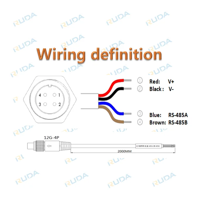 Ruda 24GHz Millimeter Wave Radar Sensor Non-contact Liquid Level Meter RS485 Output LDSR08 Model 9-24VDC Sewage/River/Current