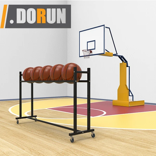 رف كرة السلة، حامل تدريب الرماية المتدحرج، تخزين المعدات الرياضية بعجلات، حامل منظم من أربع طبقات