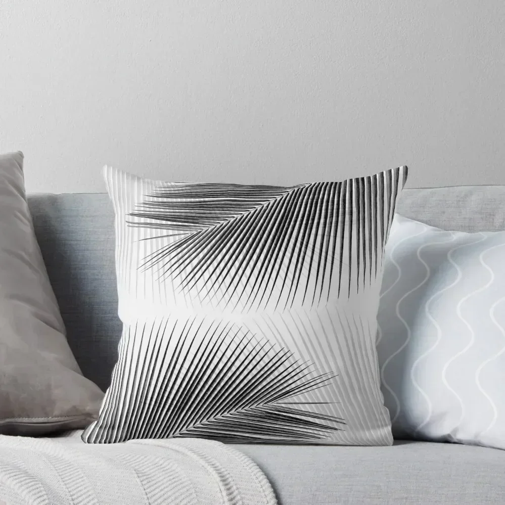 Palm leaf synchronicity - bw Throw Pillow Sofa Cushions Decorative Cushion Cover pillow