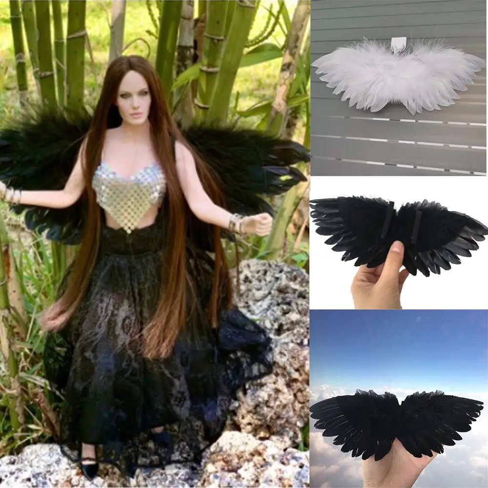 White Black Mini Feather Angel Wing Crafts Kids Newborn Dog Pet Prop Doll Decoration Party Birthday Gift Easter Valentines Day