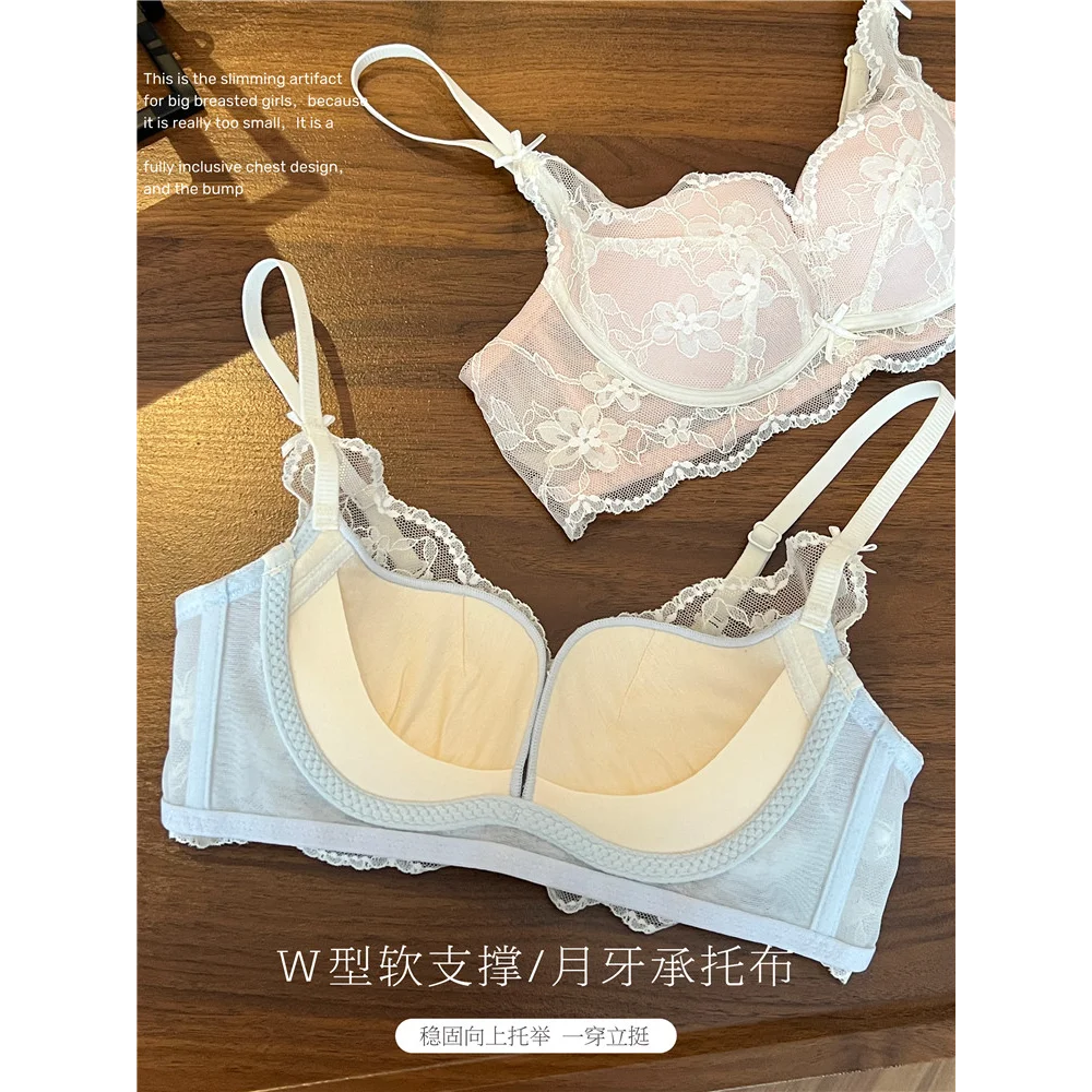 Women Lace Bra32‑38 Deep V Push Up Gather Support Anti Sag Wireless Comfort Sexy Underwear Small Breast No Empty Cup Trending