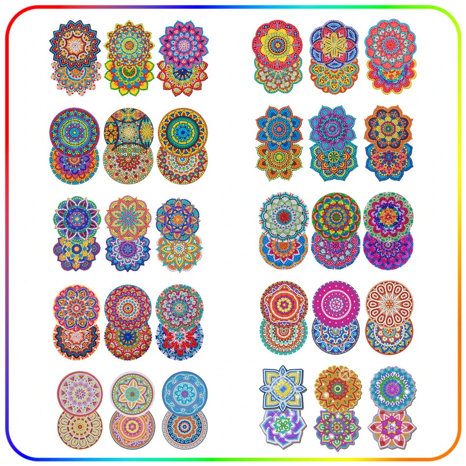 

SDOYUNO 6pcs Diamond Painting Coaster Flowers Pattern Retro Coasters For Cups Stitch Products Crystal 5D Diamond Art Accessories