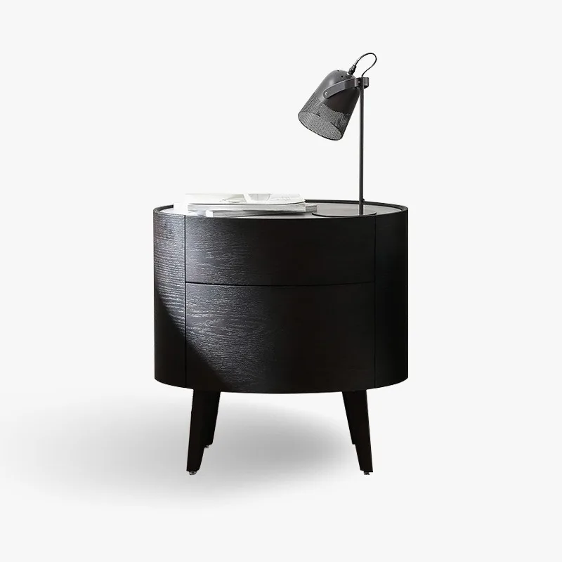 

Bedside table: Nordic light luxury modern simple bedroom glass double-drawer side cabinet