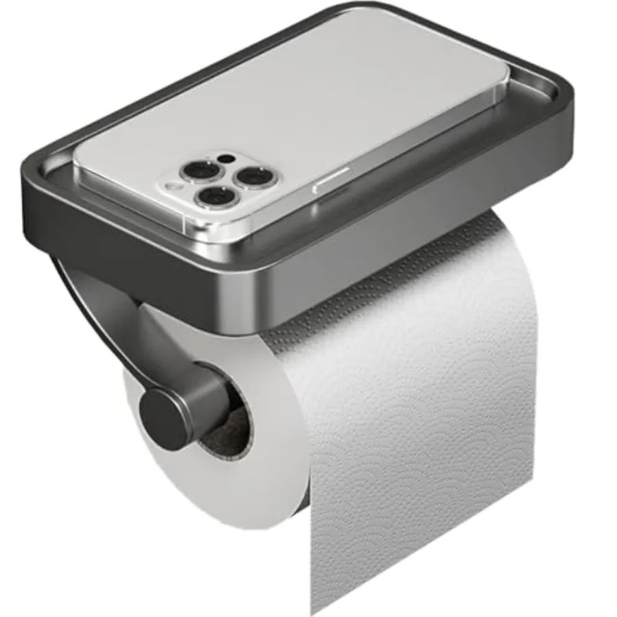 

Bathroom Toilet Paper Holder Wall Mount Paper Towel Holder with Shelf Rustproof and Multifunctional Industrial-Grade Stainless