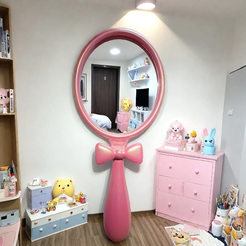 

Dopamine princess bedroom special-shaped wooden frame simple dressing fitting full body floor mirror
