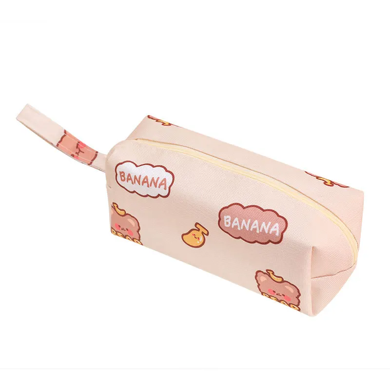 Kawaii Bear Large Capacity Pencil Case Desktop Stationery Organizer Storage Bag Canvas Material Pencil Bag School Supplies