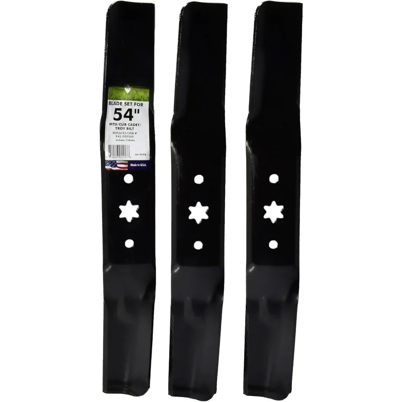 

561557B 3 Blade Set for Many, Craftsman Mowers for 54" Cut MTD/Cub Cadet/Troy-Bilt Replaces 942-05056A, CMXGZAM110143, Black
