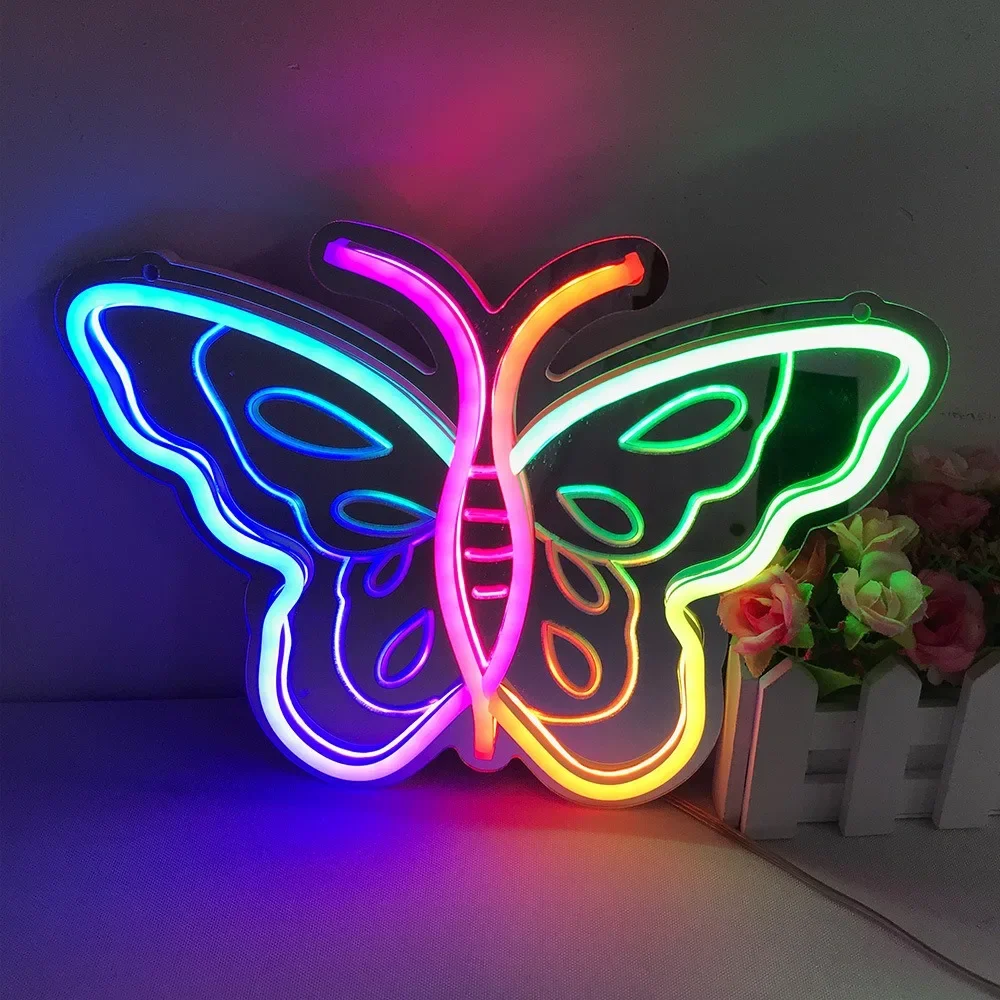 Imagem -04 - Espelho Bluetooth Led Neon Night Light Wall Neon Sign For Kids Room Festa em Casa Bar Decoração de Casamento Lâmpada de Natal