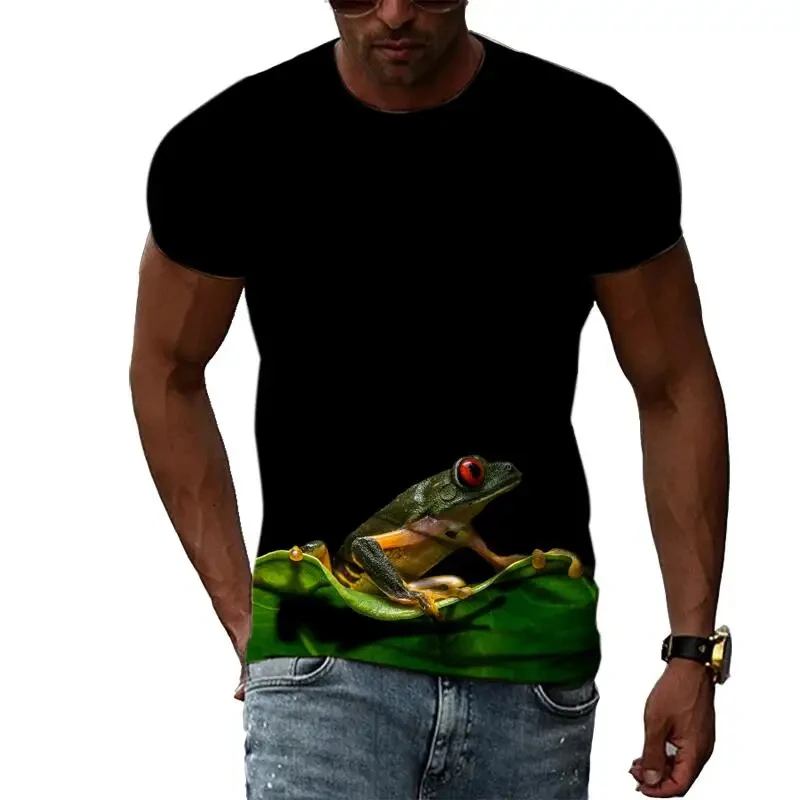 Funny Frog T-Shirts Animal 3D Print Streetwear Men Women Fashion Oversized Short Sleeve T Shirt Male Tees Tops Man Male Clothing