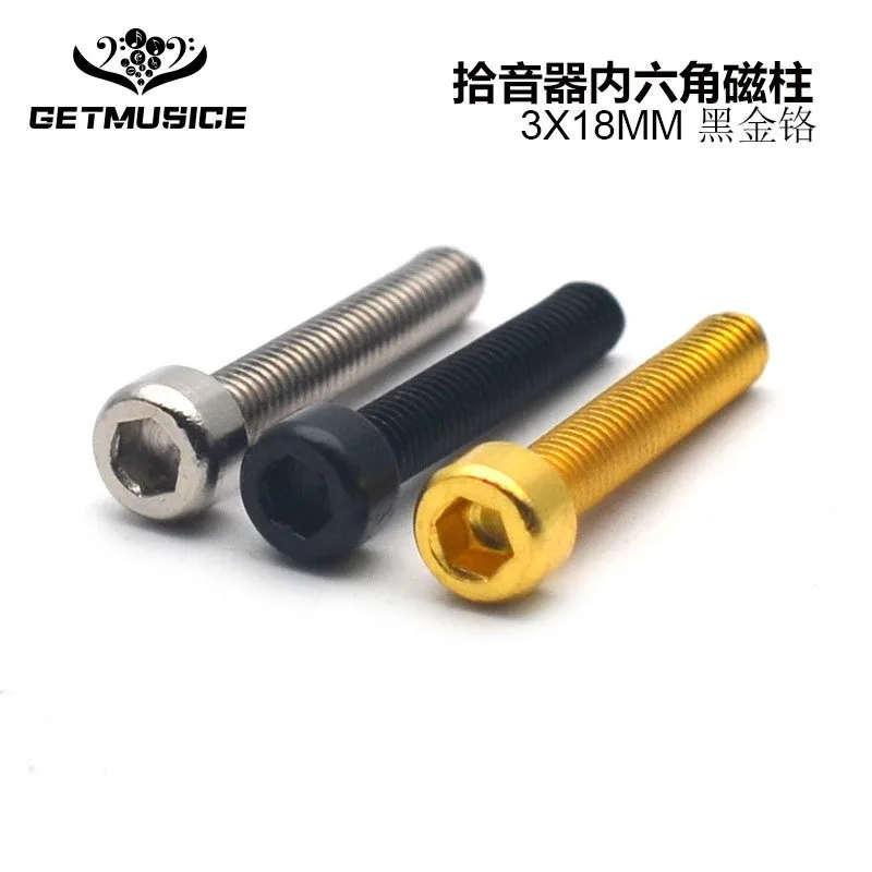 10Pcs Electric Guitar Double Coil Electric Guitar Pickup Coil Magnetic Column Screw 3 * 18MM Hexagonal Screw Musical Instrument