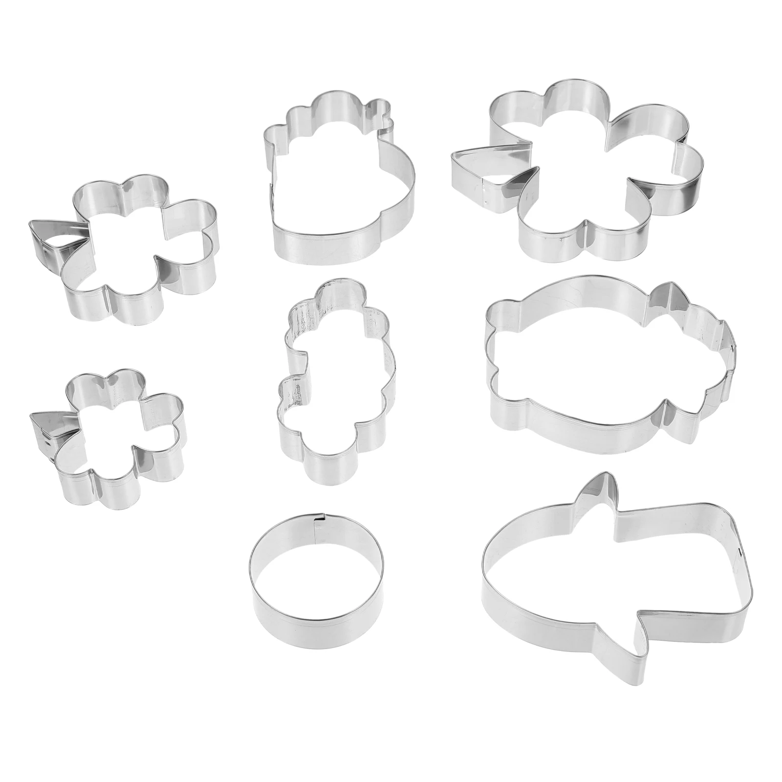 

8 Pcs Cookie Cutters Biscuit Molds DIY Baking Accessories Stainless Steel Comfort Grip Kids Fun Sugar Cookies