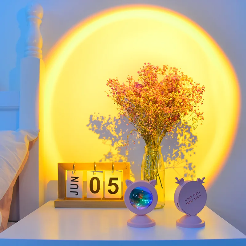 

Mini sunset light atmosphere ins mini bedroom online celebrity photo projection rainbow fill .