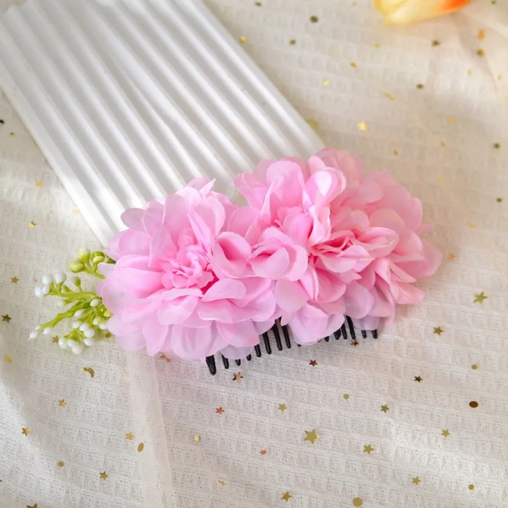 

Handmade Sweet Flowers Hairpin Thai Style Plastic Floral Hair Comb Cloth Headwear Chignon Hair Clips Water Splashing Festival