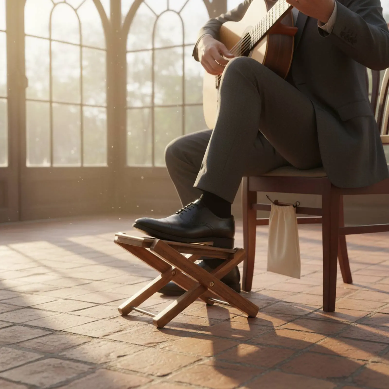 

Classical Guitar Foot Stand Sturdy Wood Wooden Guitar Footstool Adjustable Instrument Foot Rest Anti-Slip Portable