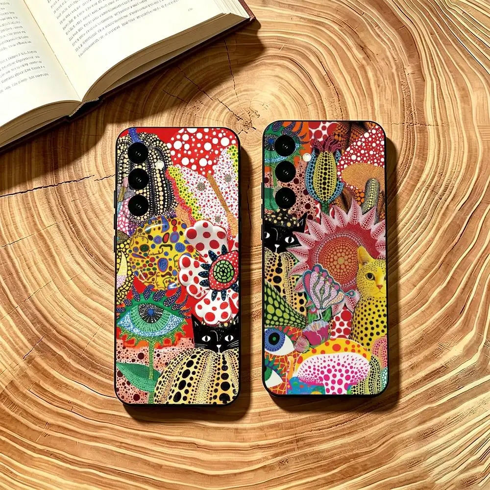 Y-Yayoi K-Kusama Aesthetic Phone Case For Samsung Galaxy A73,A72,A71,A70,A53,A52,A51,Soft Black Cover