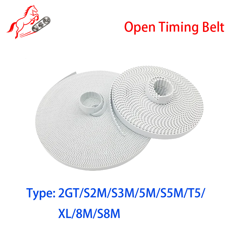 

2GT 3M 5M S5M 8M XL MXL White steel wire opening synchronous belt translation belt PU polyurethane steel wire synchronous belt