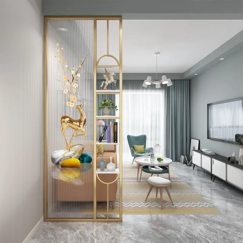 Living room art painting, Changhong glass screen partition cabinet, simple modern light luxury metal decorative frame