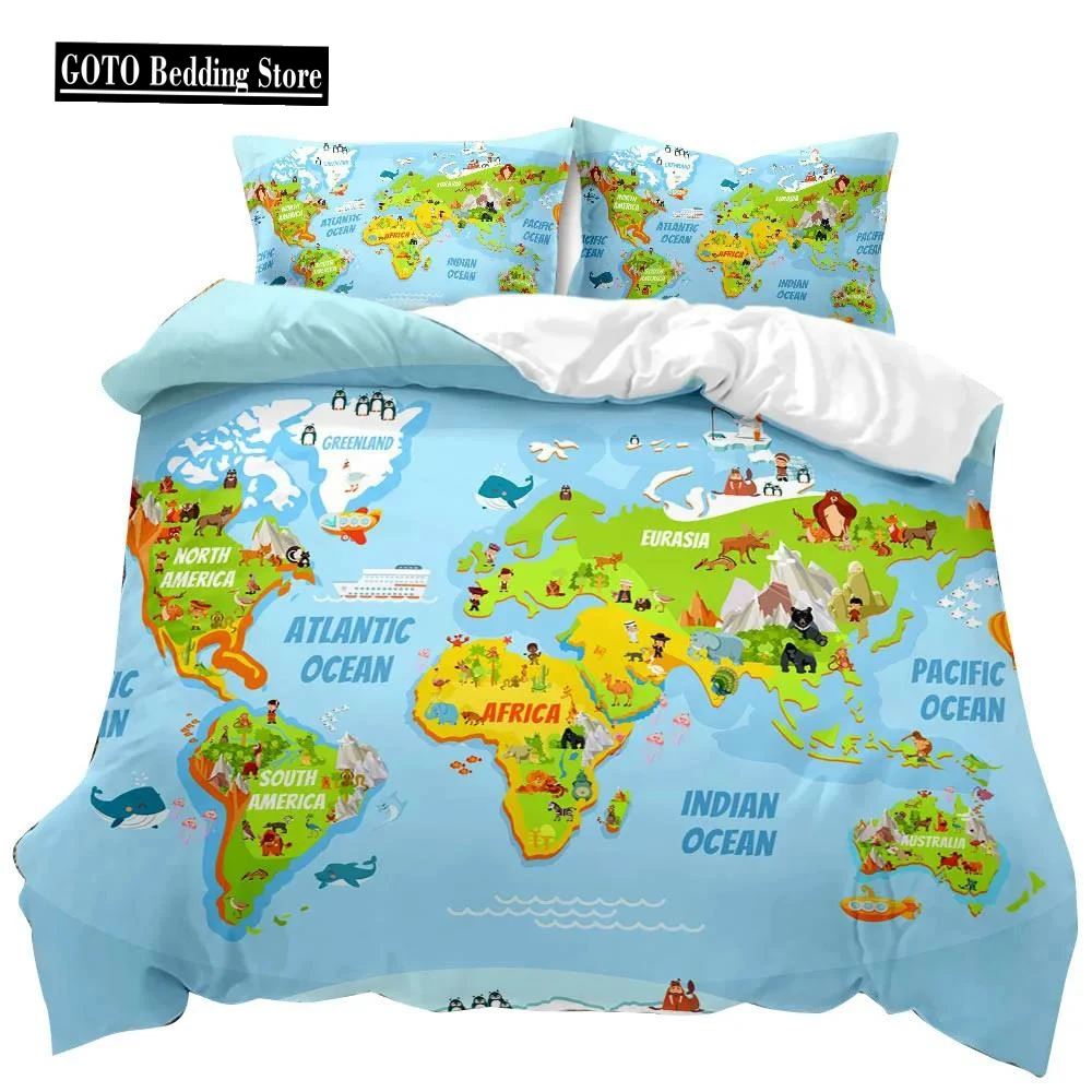 

Map Bedding King Size Winter Duvet Cover Sets Kids,twin Full Queen King Bedroom Set Home Textile Housse De Couette