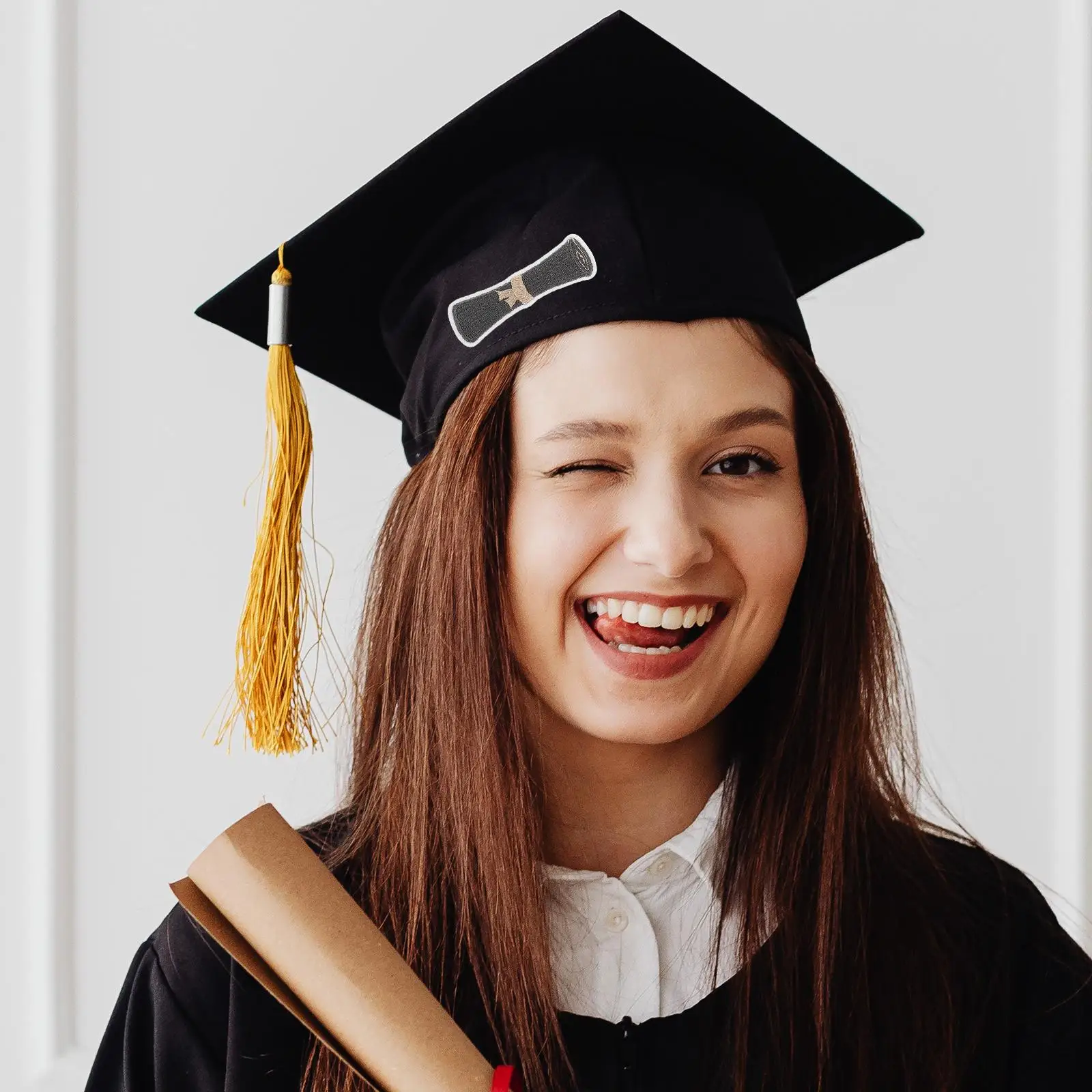 8 Pcs Adhesive Graduation Patches Repair Embroidered Applique Craft Clothes Graduaction Class Decor Props Small