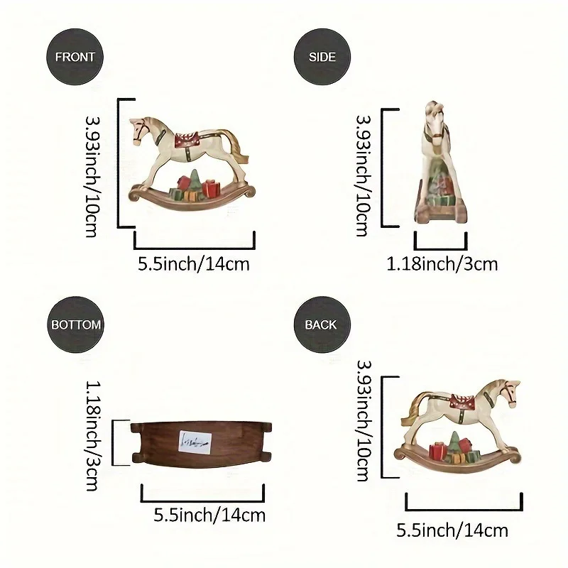 New Christmas Red Resin Retro Painted Wooden Horse Home Decoration Wooden Horse Series Exquisite