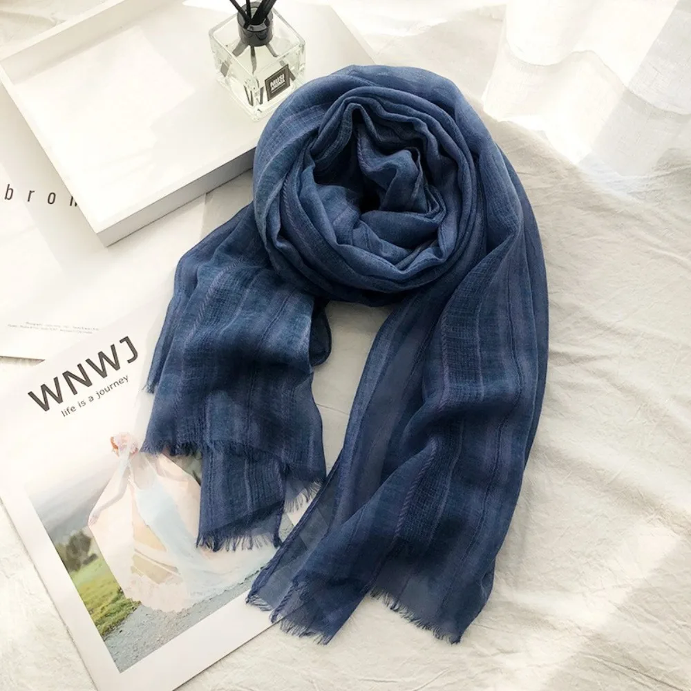 

Cotton Linen Striped Pleated Shawl Windproof Soft Winter Cashmere Scarf Pashmina Neckerchief Casual Men Scarf Female