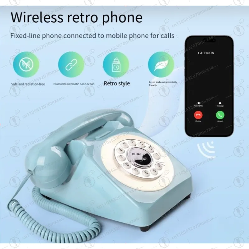 Retro bluetooth phone, smartphone wireless old-fashioned landline, suitable for home office decoration atmosphere calls