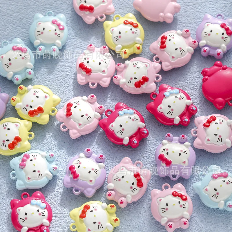 

2pcs Zinc alloy paint cute cartoon kt cat pendant DIY mobile phone chain keychain jewelry accessories handmade pendant