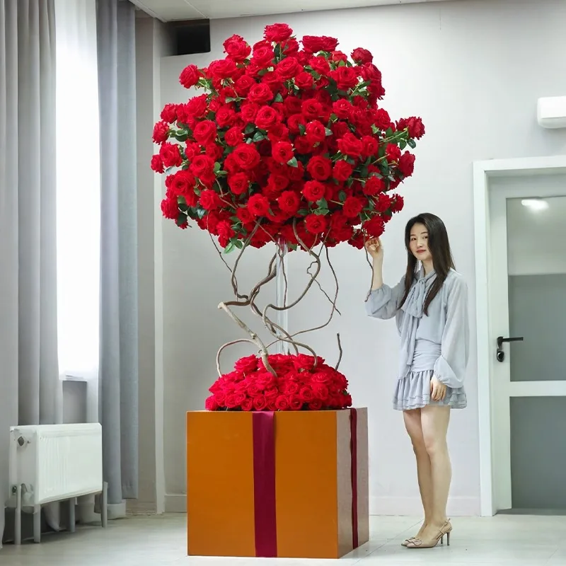 Artificial Flower Large Bionic Rose Floor Installation Indoor Store Popular clock in shopping mall Art Deco landscape