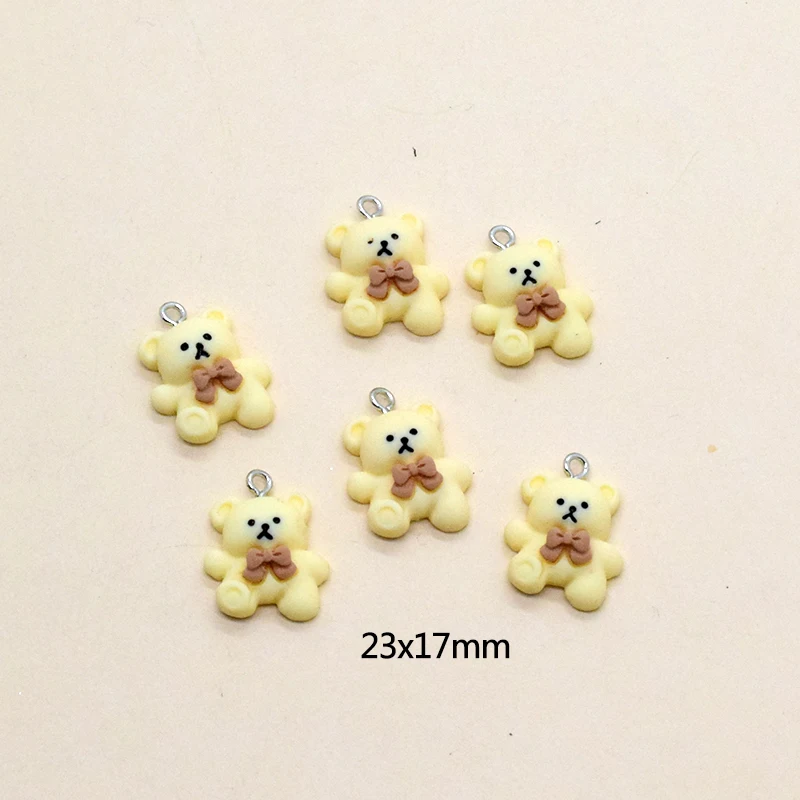 10pcs Resin Flatback Cute Bear Charms Lovely Cartoon Sweet Animal Earring Pendant Diy Keychain Decor Accessory For Jewelry Make