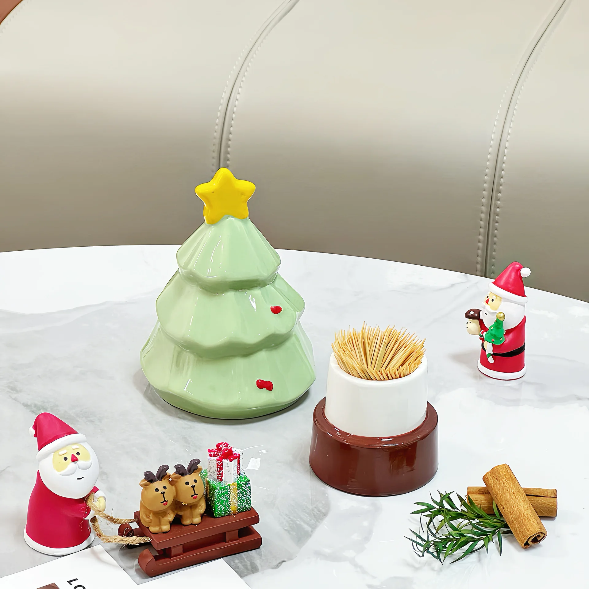 Nordic Christmas Tree Toothpick Original Jar Storage Ornament Photography Ceramic Figurine Home Decoration Craft Gift