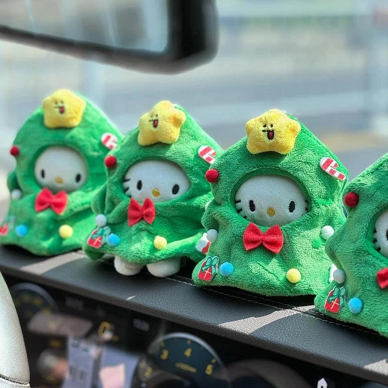 Sanrio Cartoon Peripheral Christmas Tree Decoration Hellokitty Bag Pendant Keychain Plush Toy Same Kt Cat Decoration Gift