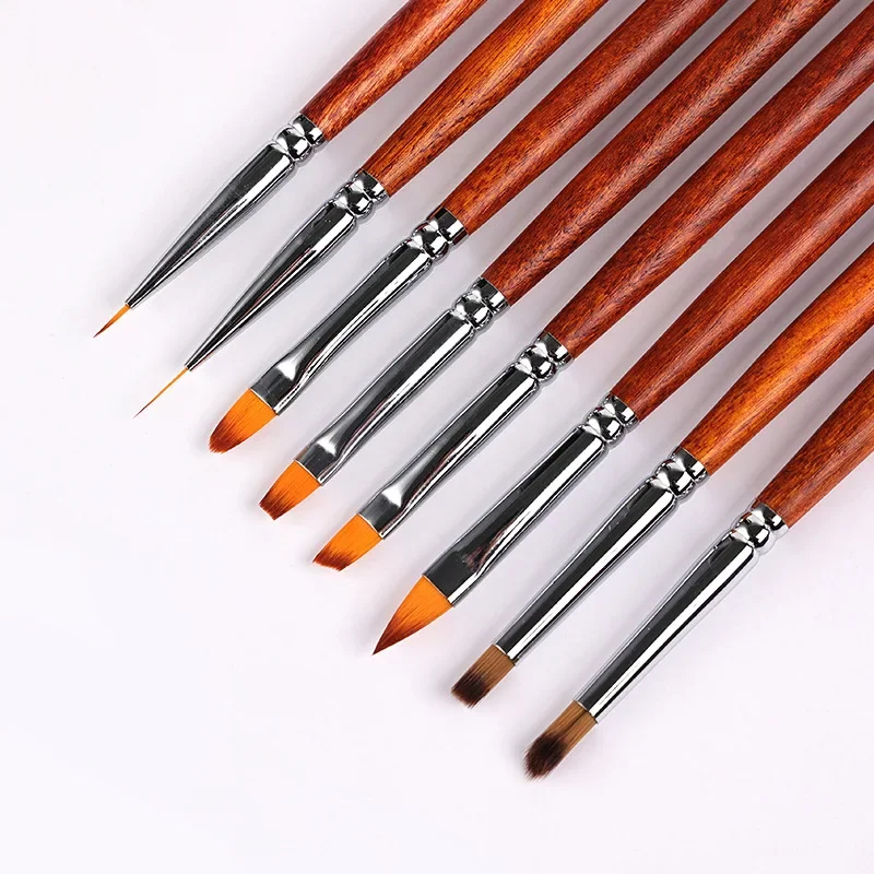 Nail Pen Set Brush Mahogany Pole Nail Pull Line Gradient Pen Painted Carved Nail Art Brush Wholesale Nails Brushes