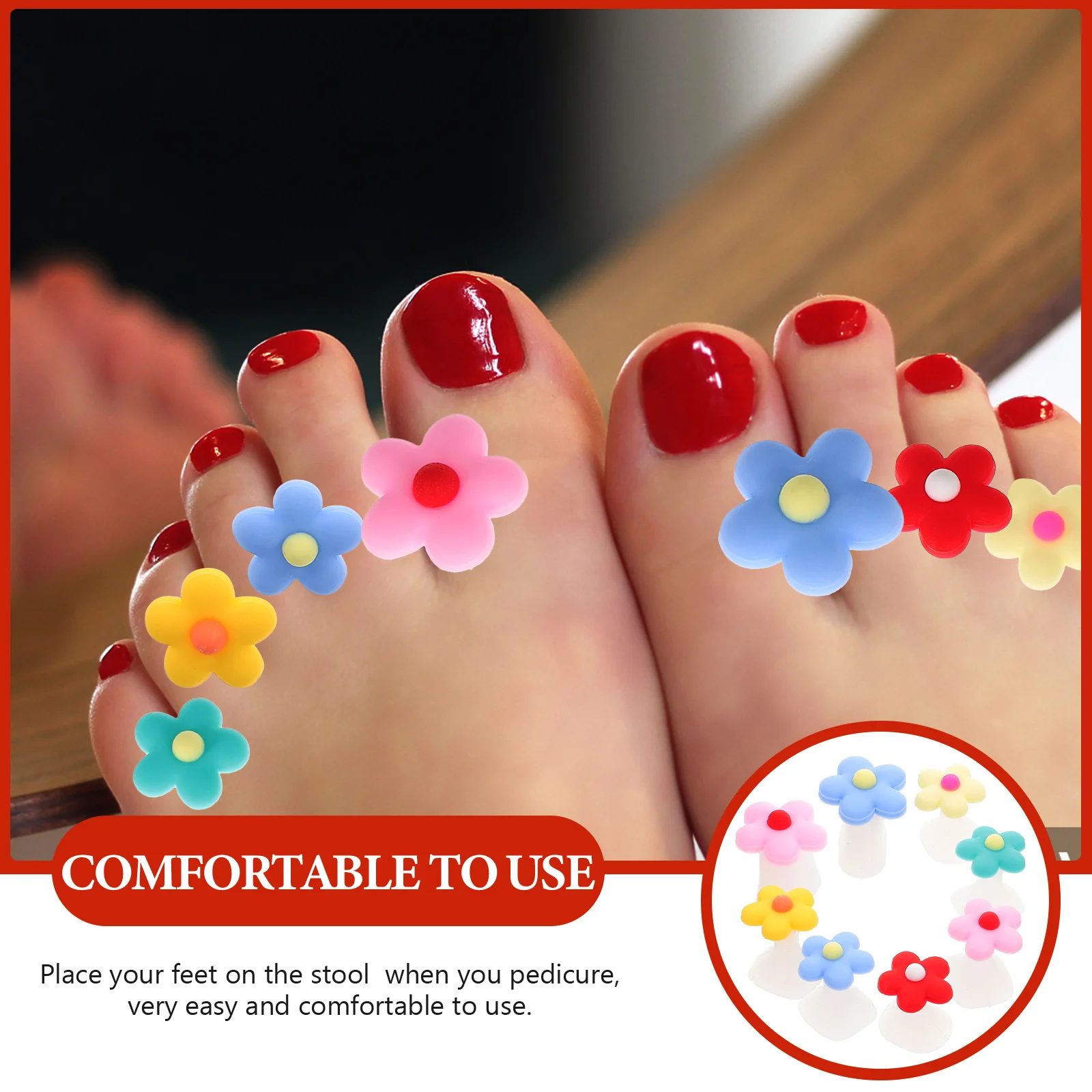 

8 pcs Silicone Toe Separators Flower Reusable Nail Art Tools For Women Pedicure Spacers Durable Skin-Friendly Gift Nail Supplies