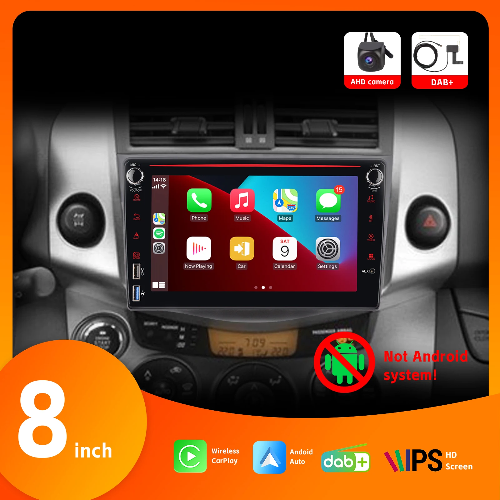 

Беспроводная Автомагнитола Carplay, Android, сенсорный экран 8 дюймов, Bluetooth, HD, IPS, AHD, камера заднего вида для Toyota RAV4 2007-2012