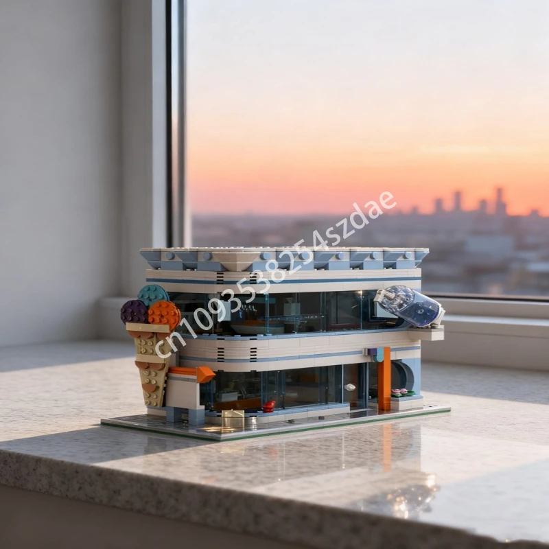 

747 шт. MOC угловой городской десерт модульная модель строительные блоки архитектура сборка рождественские подарки DIY идея игрушки кирпич дети