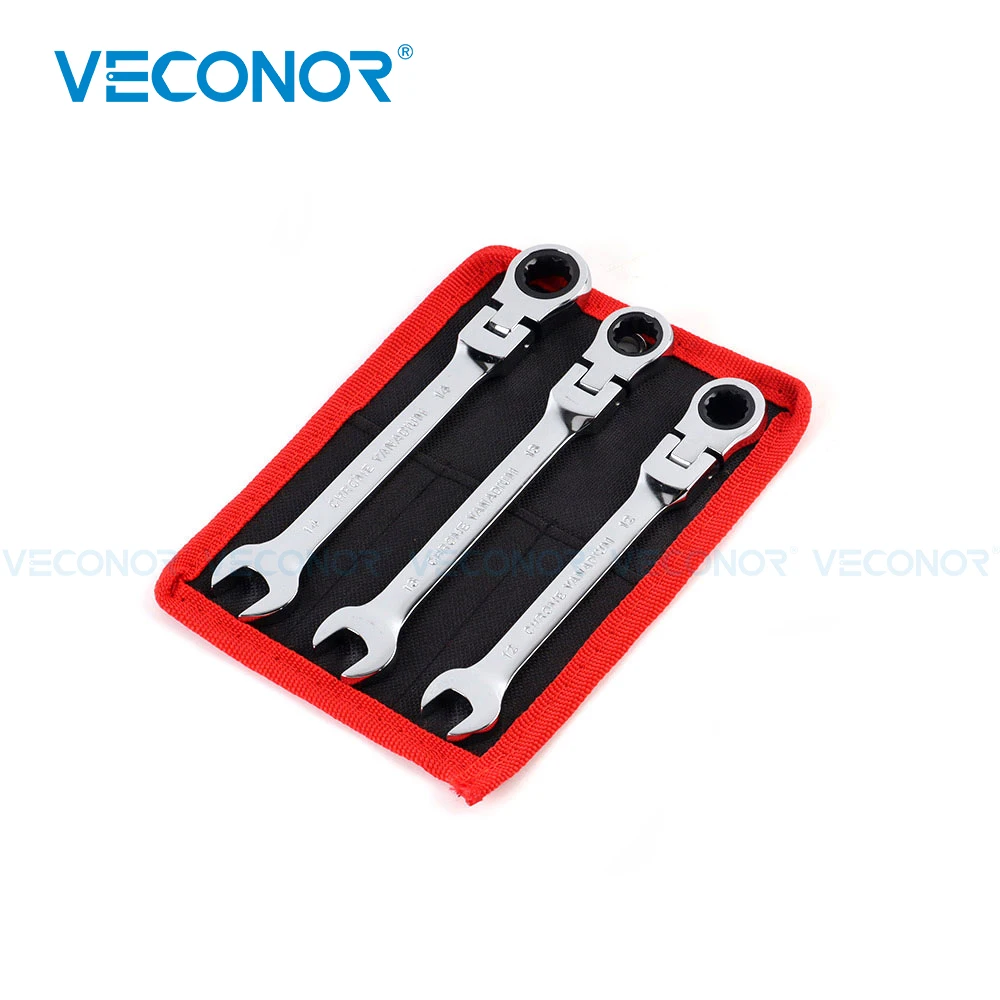 12 13 14mm Metric Ratcheting Wrench Set Flexible Fixed Head Chrome Plated Mirror Finish Spanner Hand Tool Keys 72-Tooth