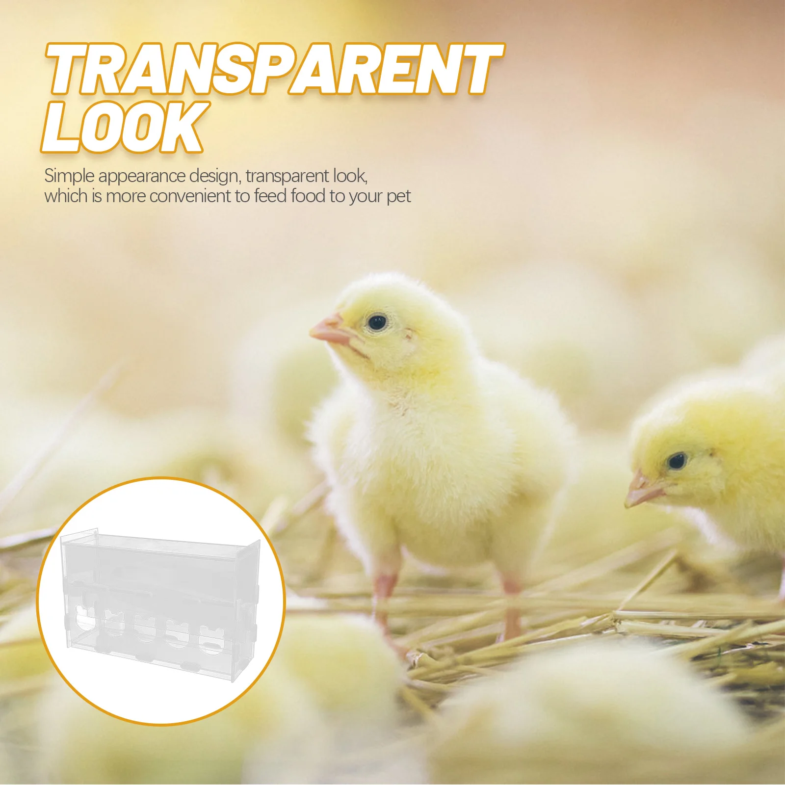 

Transparent Rutin Chicken Feeder Automatic Acrylic Feeding Box Multi-Use Poultry Food Container Chicken Feeder