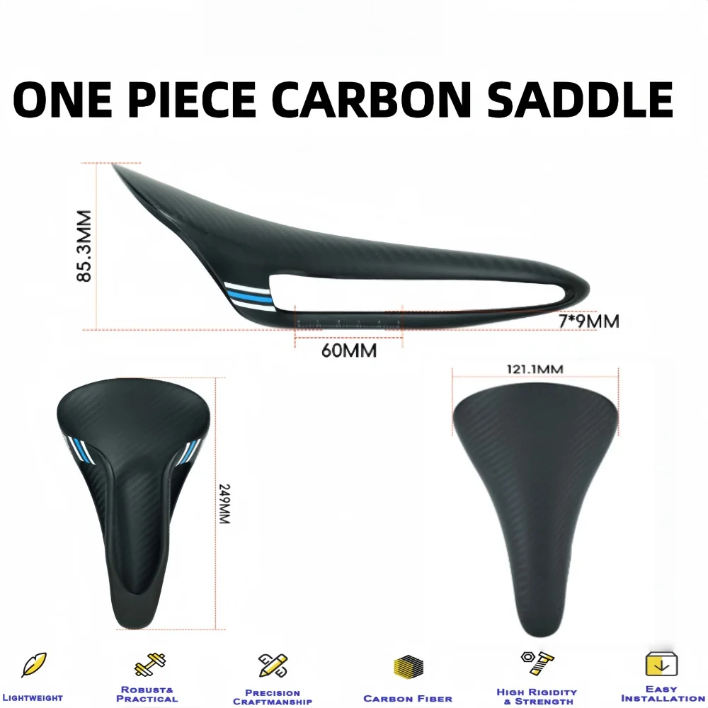 

Carbon Fiber Ultra Iight Bike Saddle 3K Matte One-Piece Design for MTB & Road Bikes Carbon saddle 90G Weight