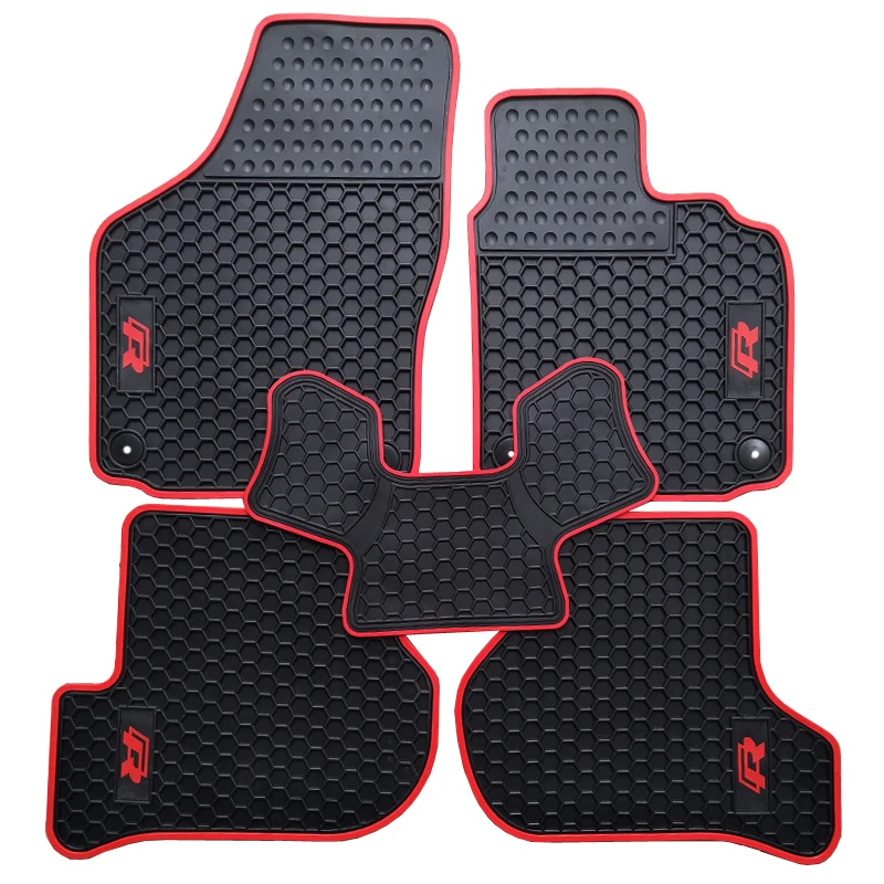 Custom Rubber Car Floor Mats for Volkswagen Golf Scirocco R 6 RHD Right Hand Drive with TSI ABT R Logo Waterproof Durable Carpet